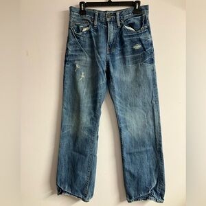 American Eagle Men’s Distressed Relaxed Fit Denim Jeans, Size 28/30, Faded Blue